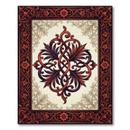 Ornate Crimson Acanthus Interlocking Scroll Rug