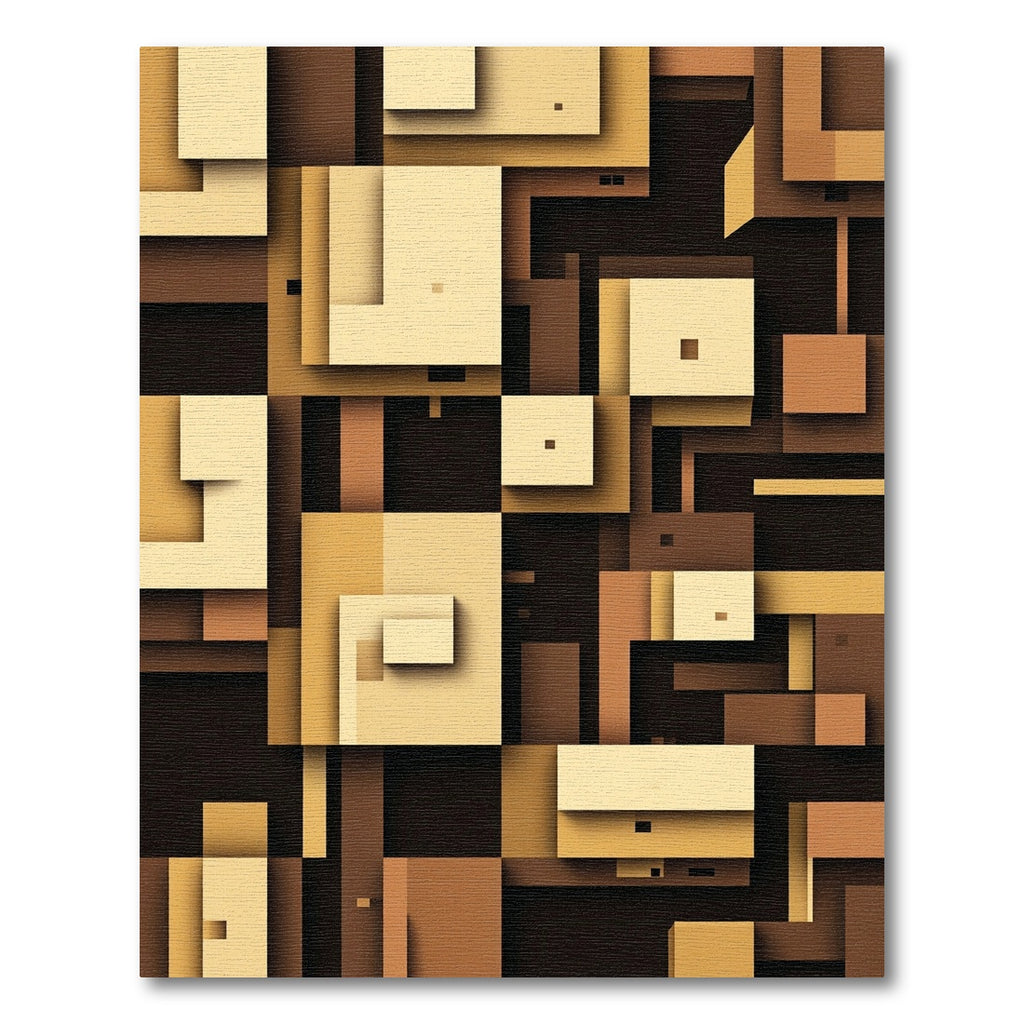 Abstract Earthy Tone Geometric Composition Rug