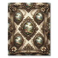 Ornate Floral Landscape Oval Frames Rug