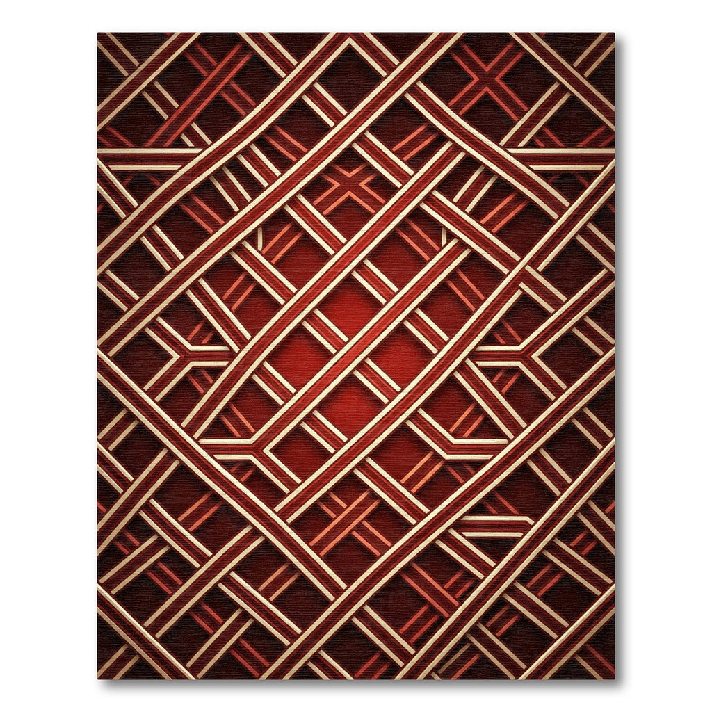 Crimson Gold Interlocking Lattice Rug