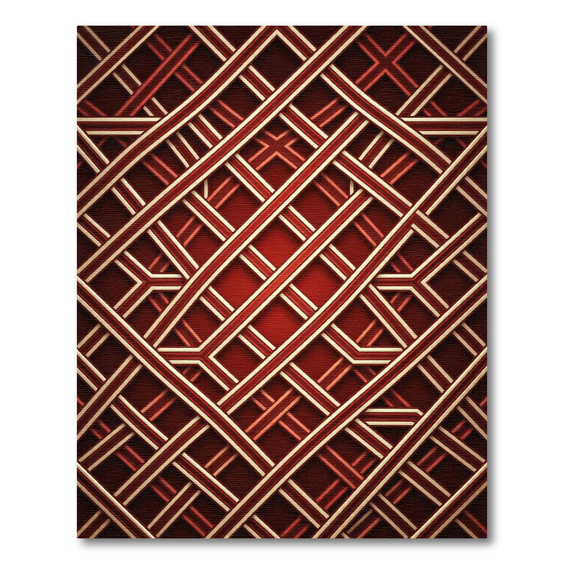 Crimson Gold Interlocking Lattice Rug