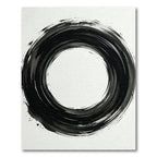 Abstract Black Brush Stroke Circle Rug