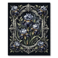 Elegant Dark Iris Gothic Floral Frame Rug