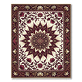 Burgundy Cream Floral Sun Medallion Rug