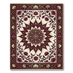Burgundy Cream Floral Sun Medallion Rug