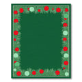 Festive Green Pine Holly Sphere Border Rug