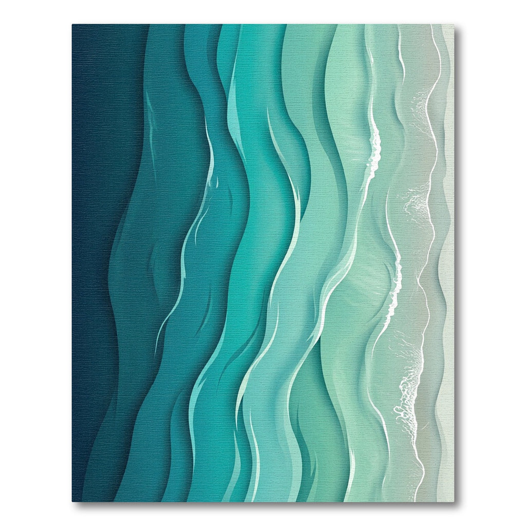 Modern Gradient Teal Ocean Wave Rug