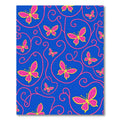 Vibrant Pink Butterfly Swirl Blue Rug