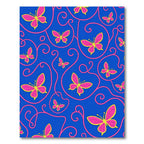 Vibrant Pink Butterfly Swirl Blue Rug