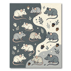 Whimsical Forest Mouse and Acorn Illustration Rug
