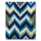 Deep Blue Golden Zigzag Tribal Rug