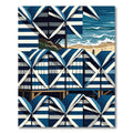 Geometric Navy Blue Striped Coastal Cabana Rug