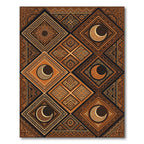 Golden Earthy Moon Diamond Composition Rug