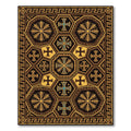 Golden Teal Cross Hexagon Medallion Rug