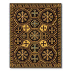 Golden Teal Cross Hexagon Medallion Rug