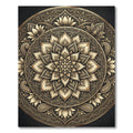 Ornate Golden Lotus Mandala Medallion Rug