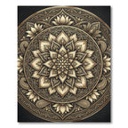 Ornate Golden Lotus Mandala Medallion Rug