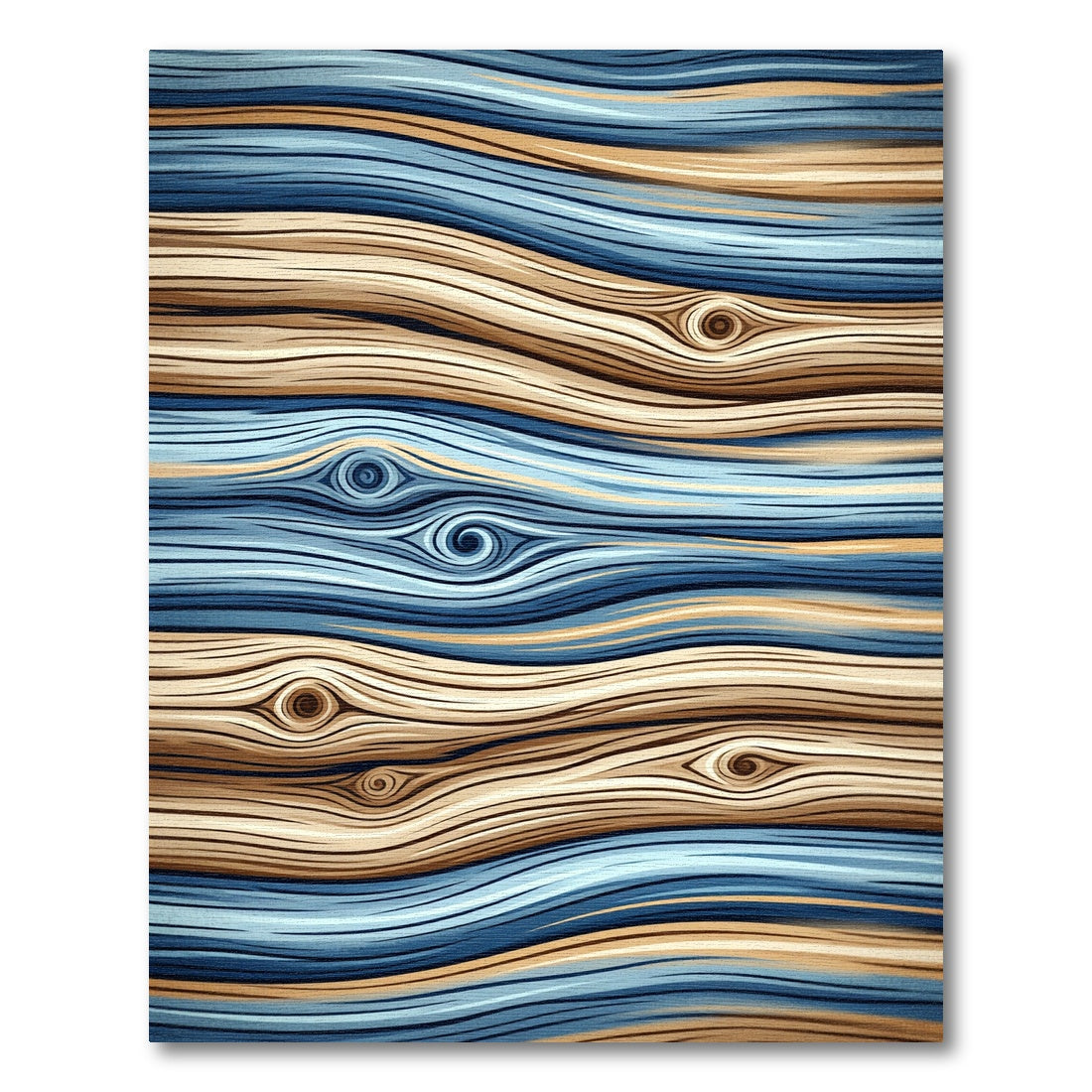 Brown Blue Wood Grain Swirls Rug