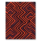 Fiery Orange Abstract Geometric Maze Rug