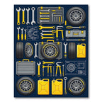 Automotive Industrial Wrench and Tire Grid Rug