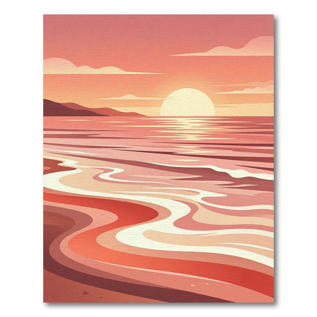 Coral Sunset Abstract Wave Rug