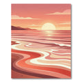 Coral Sunset Abstract Wave Rug