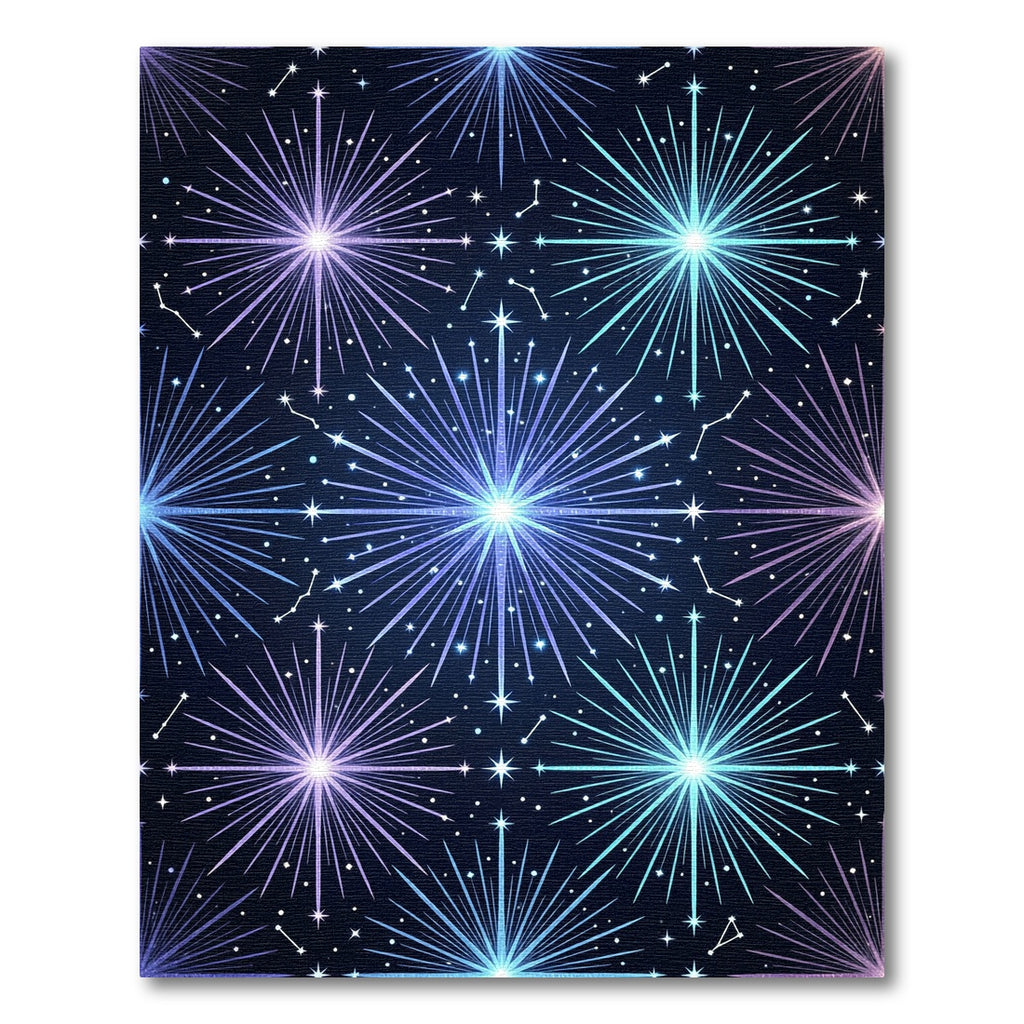 Cosmic Teal Purple Starburst Constellation Rug