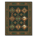 Green Tribal Diamond Mask Desert Rug