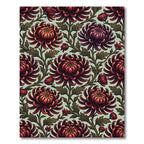 Crimson Mums Botanical Art Nouveau Rug