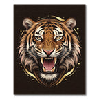 Fierce Tiger Roaring With Golden Accents Rug