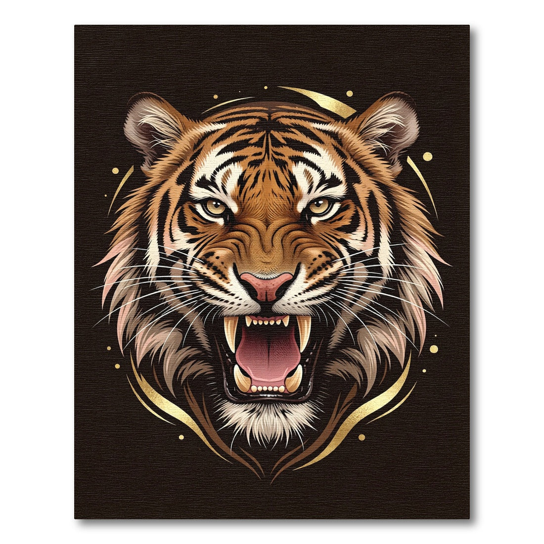 Fierce Tiger Roaring With Golden Accents Rug