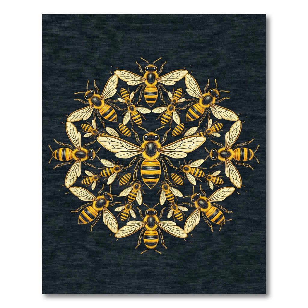 Golden Honey Bee Mandala Art Rug