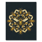 Golden Honey Bee Mandala Art Rug