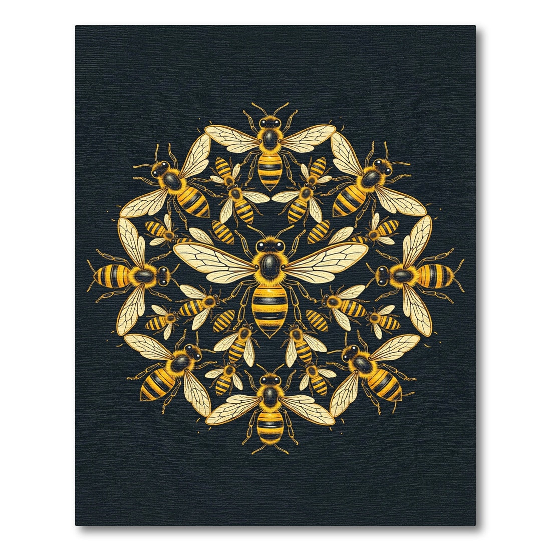 Golden Honey Bee Mandala Art Rug