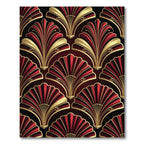 Art Deco Crimson Gold Fan Rug