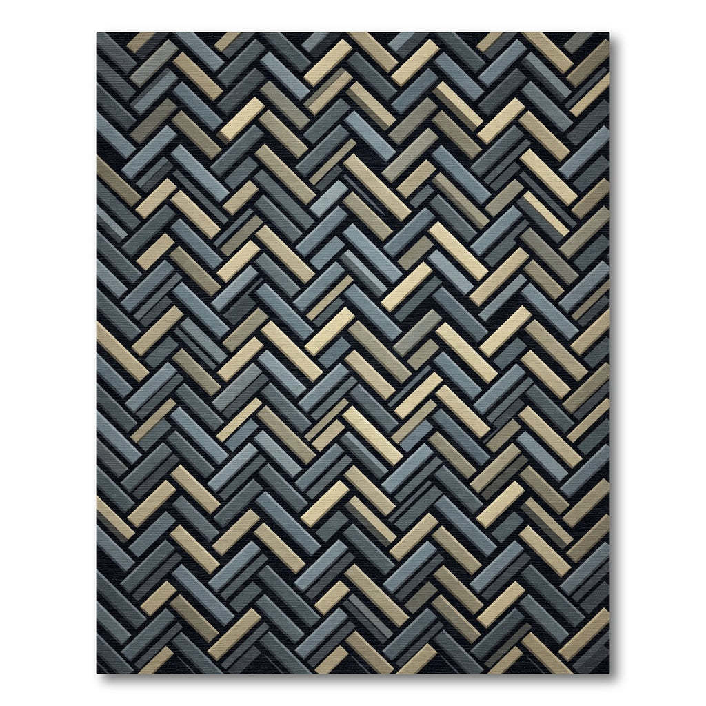 Textured Herringbone Slate and Gold Woven Rug