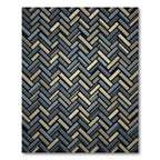 Textured Herringbone Slate and Gold Woven Rug