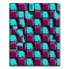 Neon Magenta Electric Teal Pixel Grid Rug