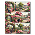 Pink Rose Garden Couple Scene Rug