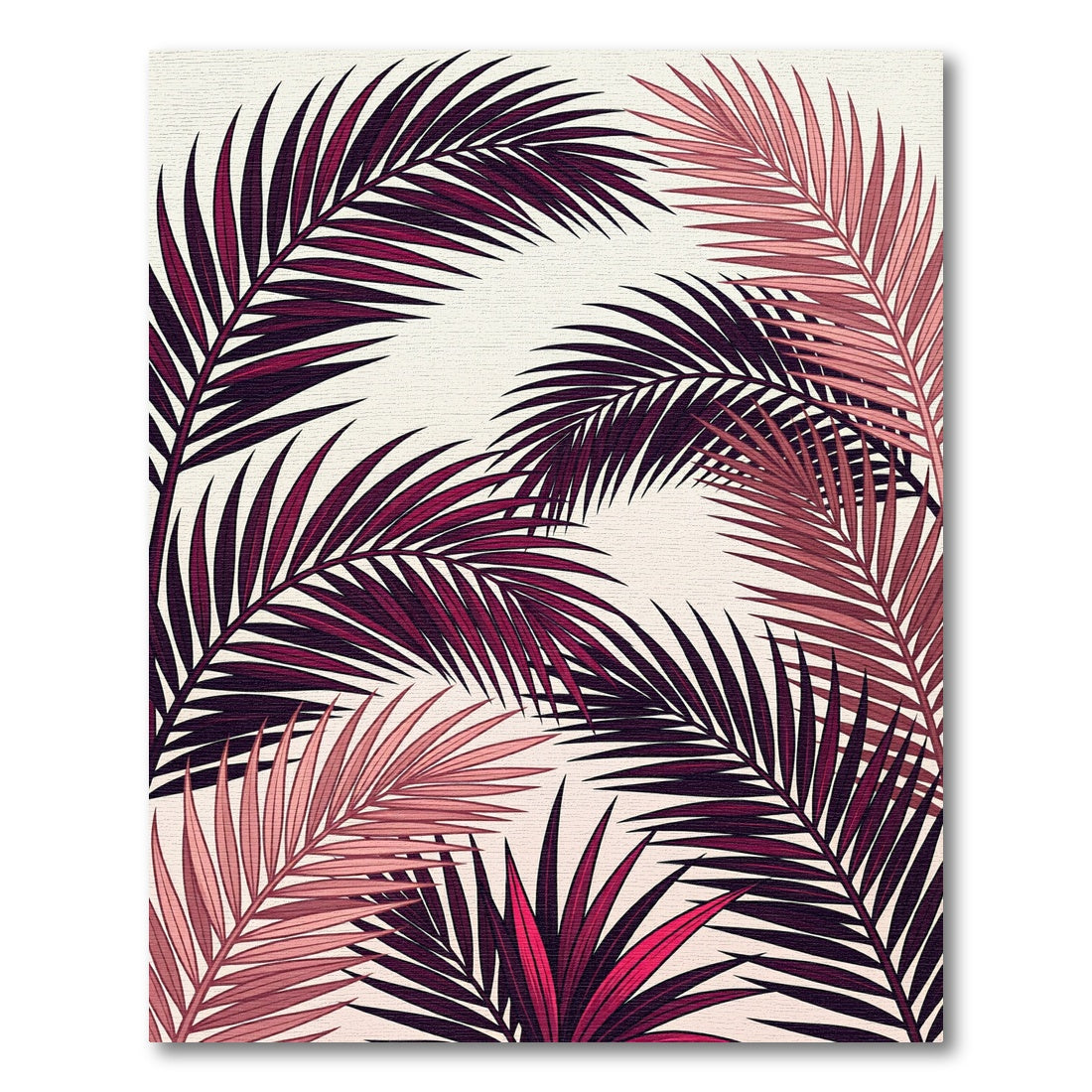 Plum Pink Palm Frond Tropical Vista Rug