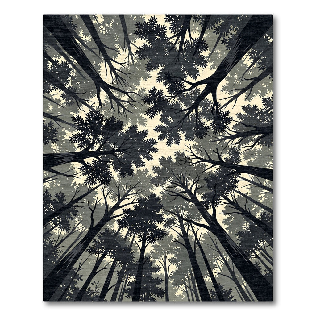 Monochrome Forest Canopy Low Angle View Rug