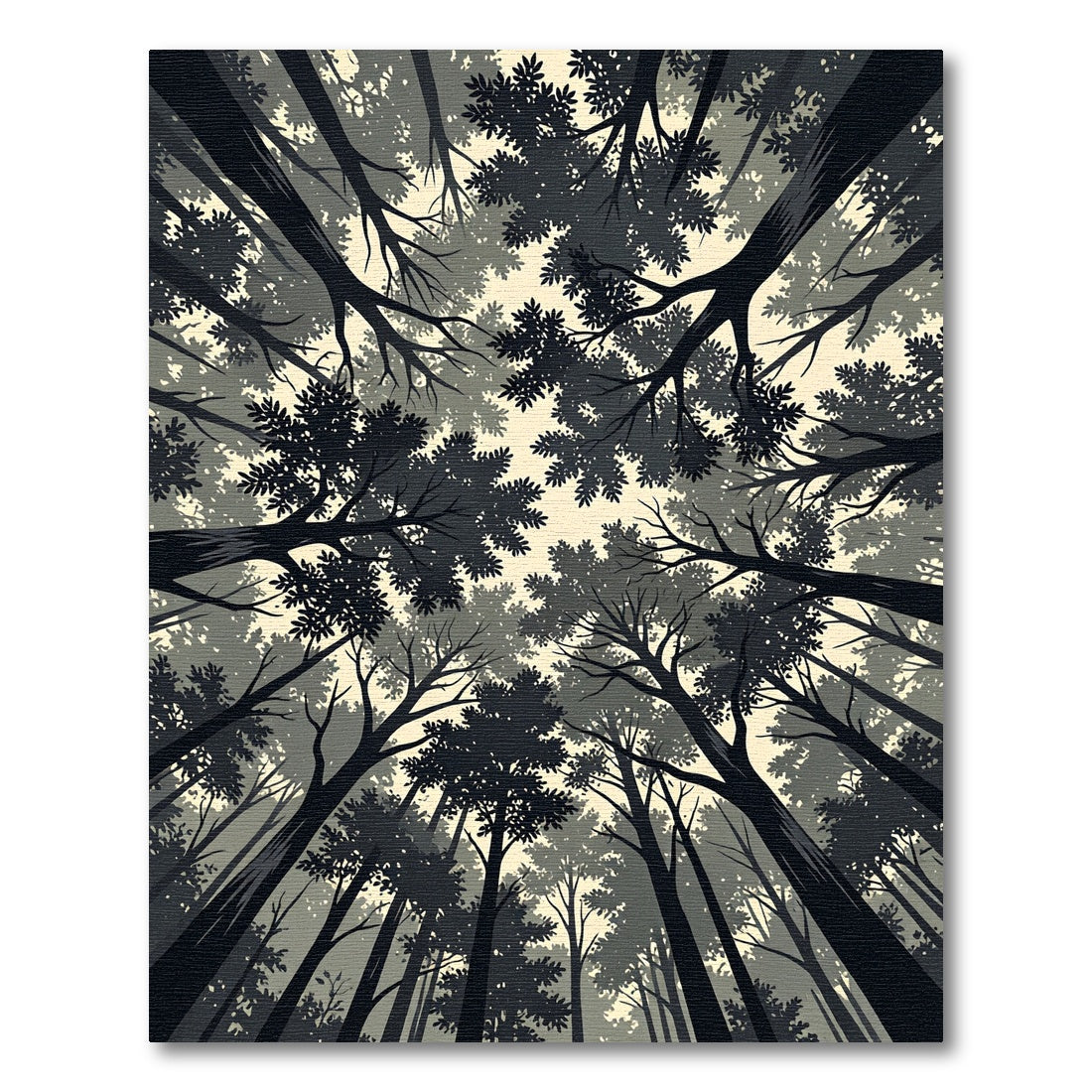 Monochrome Forest Canopy Low Angle View Rug