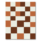 Terracotta White Geometric Checkered Rug