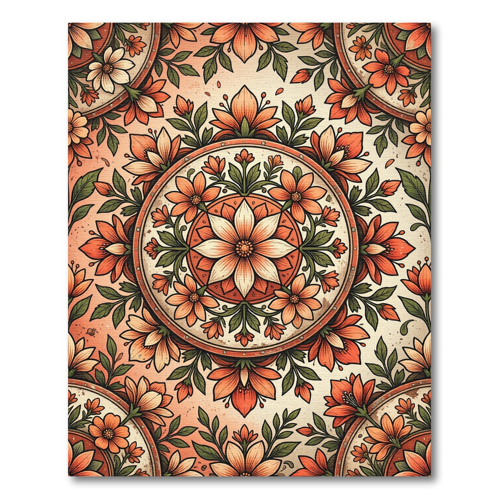 Terracotta Floral Medallion Bloom Rug