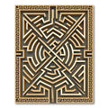 Golden Greek Key Maze Geometric Art Rug
