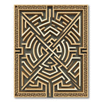 Golden Greek Key Maze Geometric Art Rug
