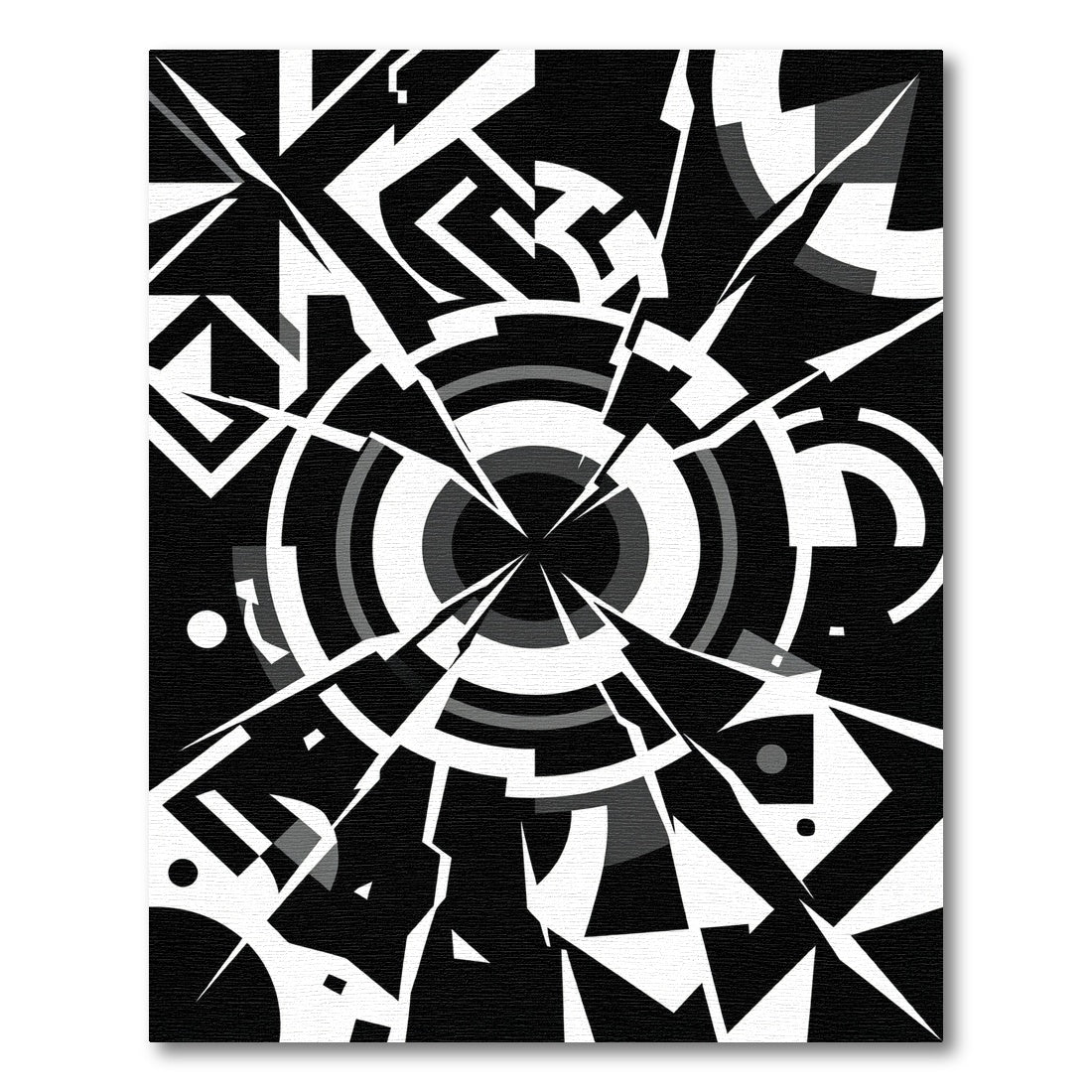 Monochromatic Geometric Burst Abstract Rug