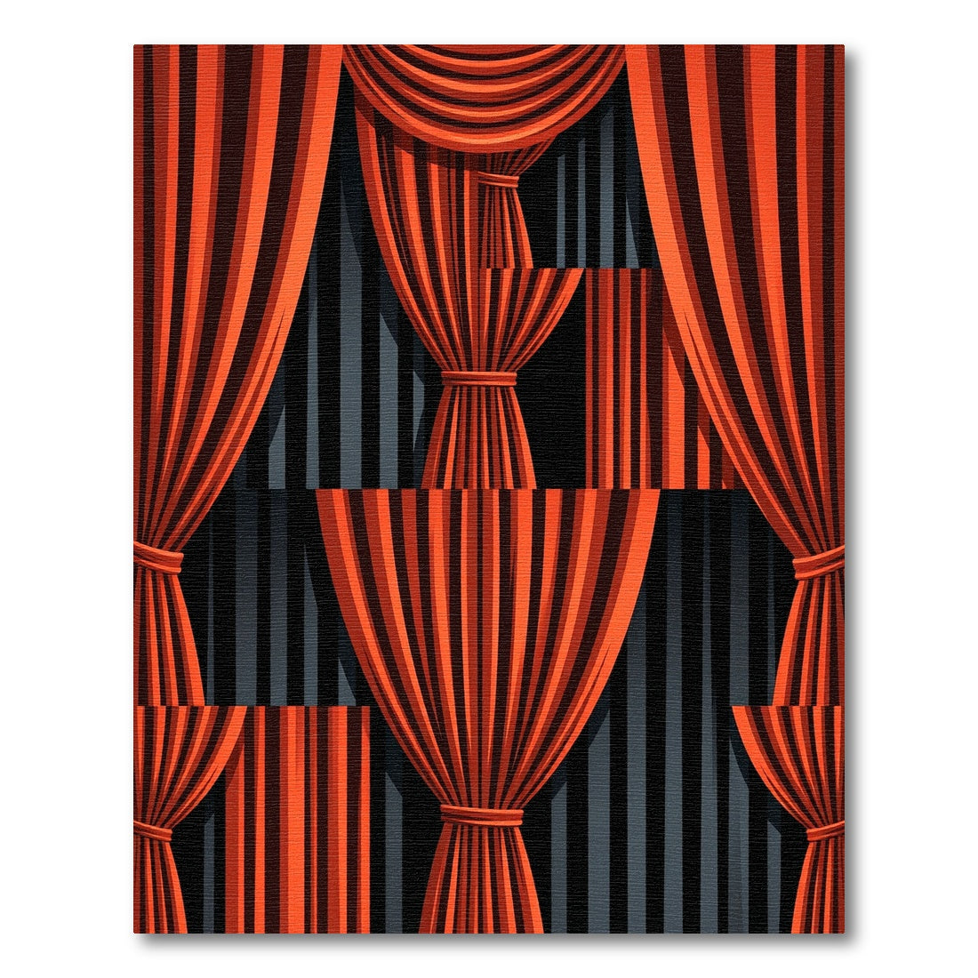 Dramatic Orange Striped Curtain Rug