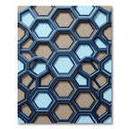 Modern Navy and Tan Geometric Hexagon Rug