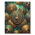 Antique Golden Roman Coin Medallion Rug